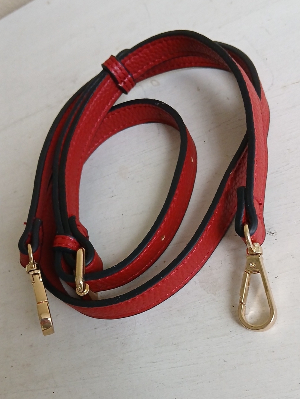 Red Crossbody Strap with Gold Clasps